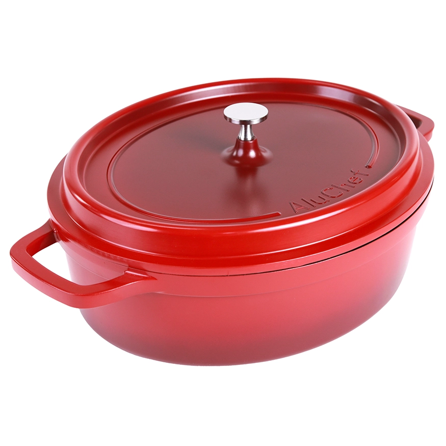 Contacto AluChef Kasserolle Aluminiumgussdruck Knopfgriff aus Edelstahl oval rot 6981359