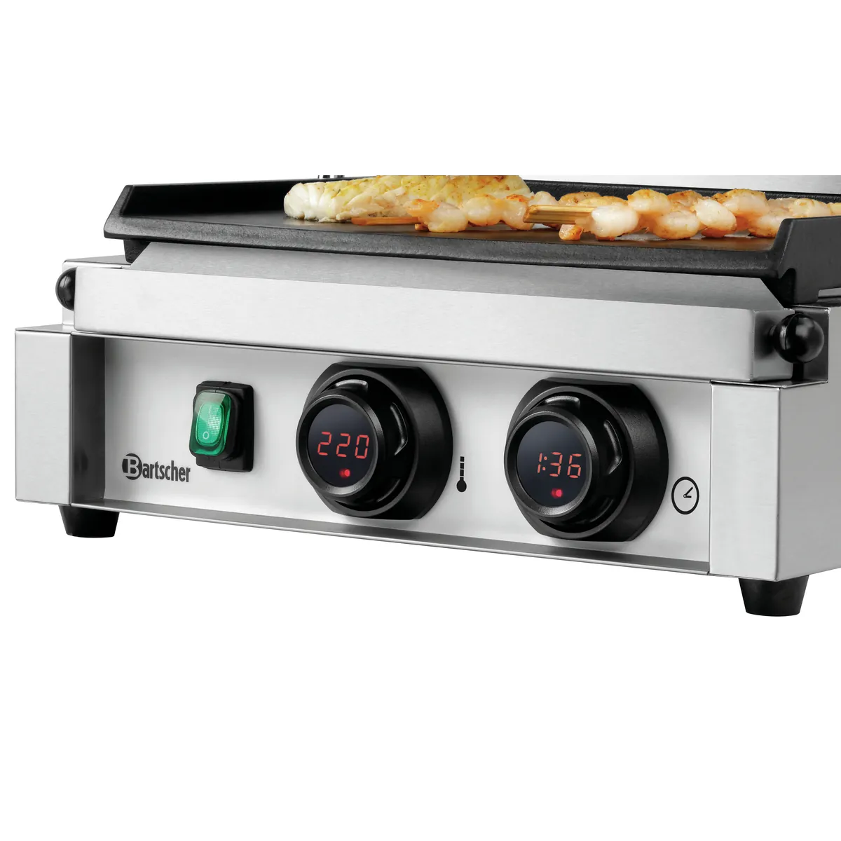 Bartscher A150979 Kontaktgrill Panini-MDI Ansicht Bedienelement nah mit Essen