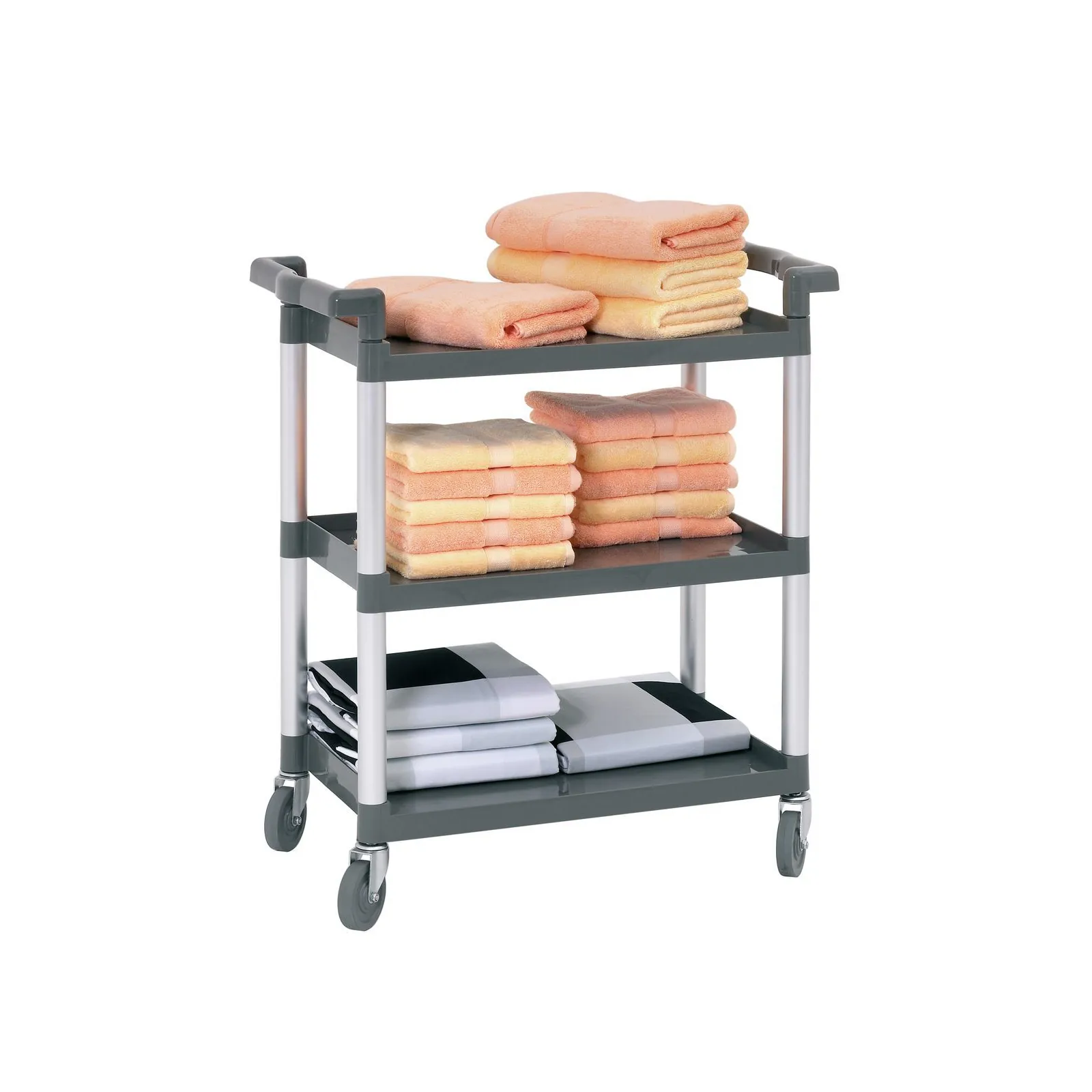 Bartscher A300049 Servierwagen Kunststoff Ansicht Komplett mit Handtüchern