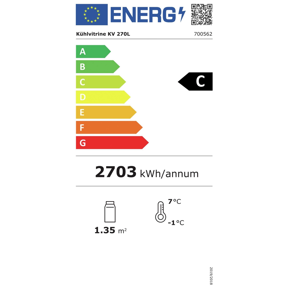 Bartscher 700562 Energielabel