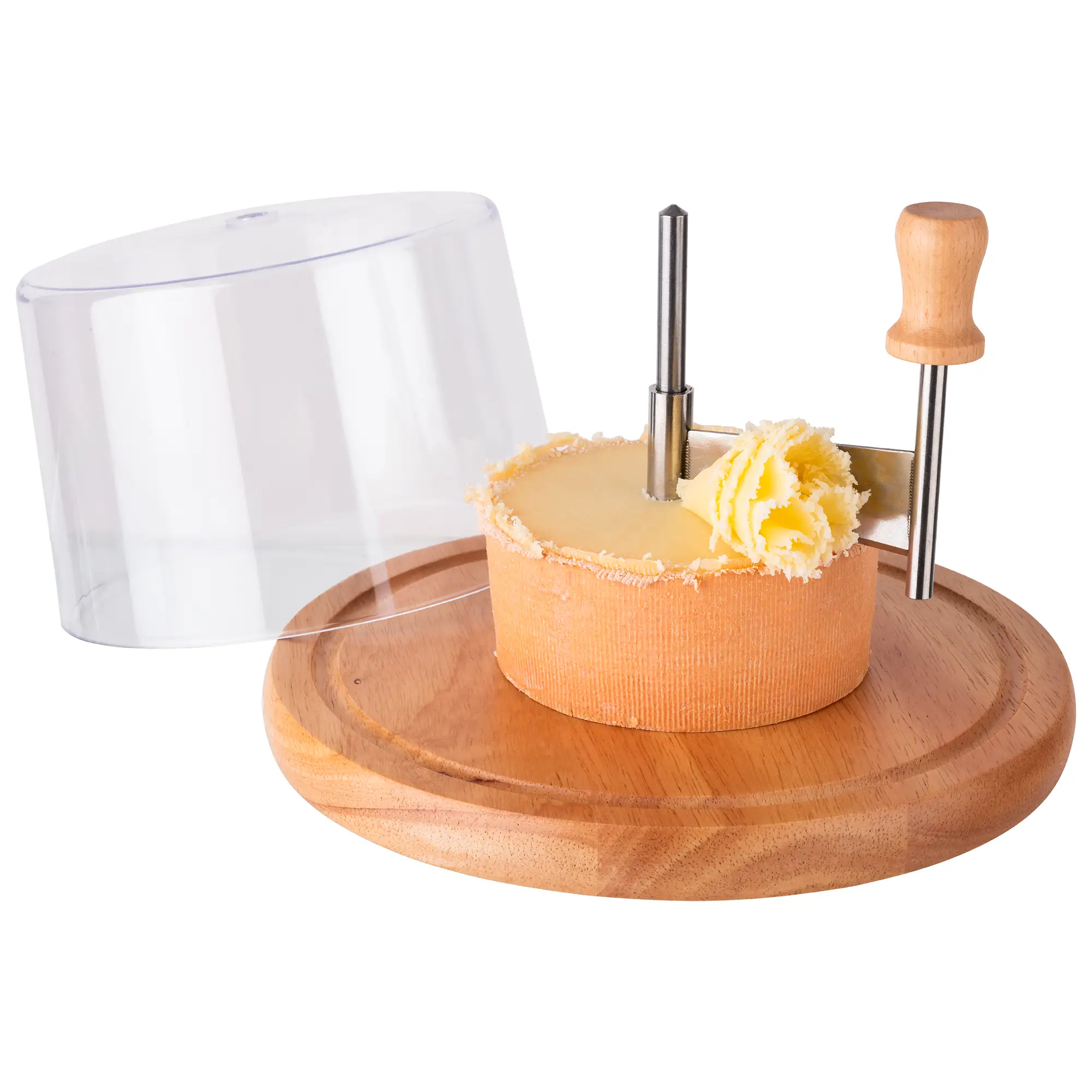 APS Hobel Kaese Schokolade 50002 Haube liegt seitlich mit Beispiel Kaese