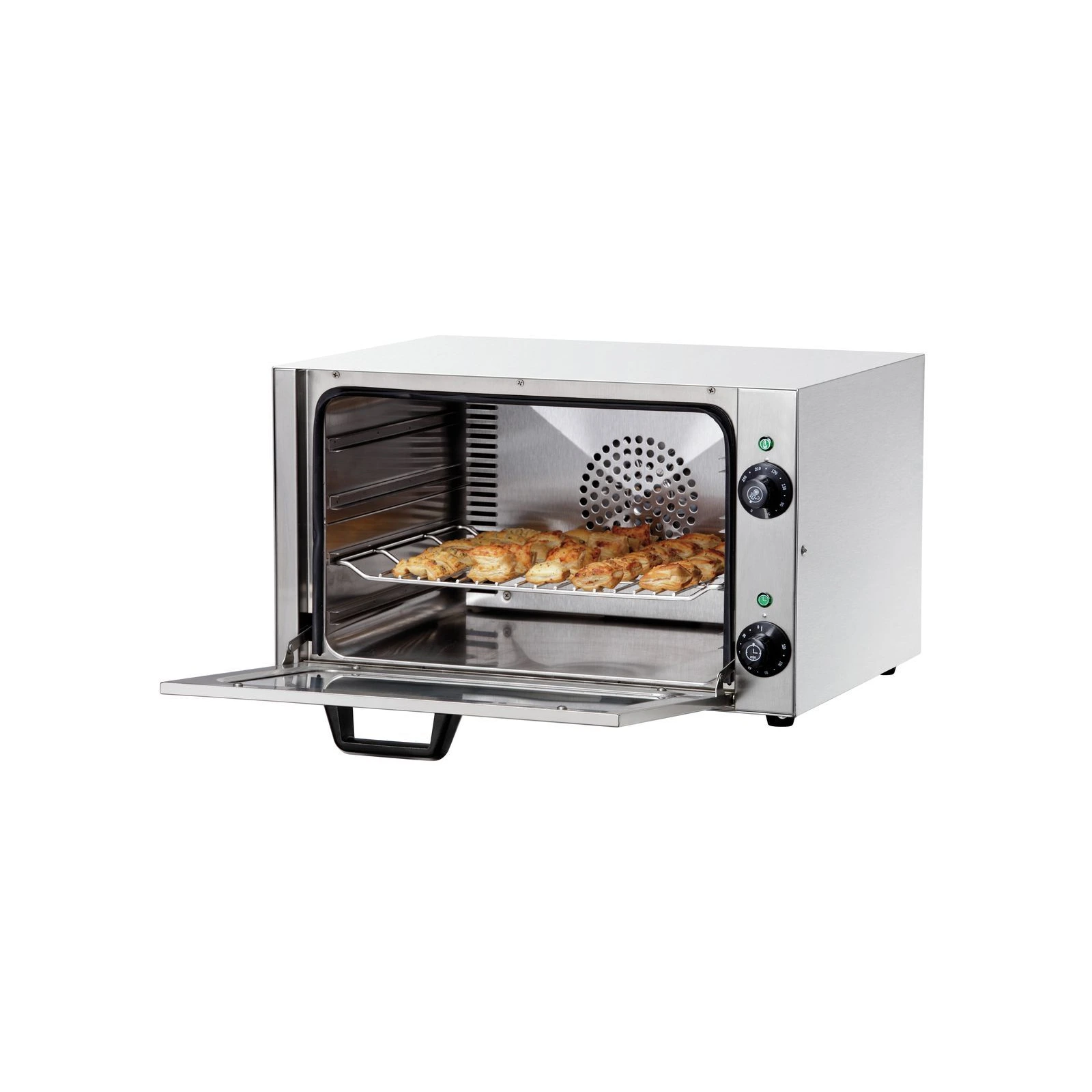 Bartscher A120880 Mehrzweck Heißluftofen Ansicht geöffnet mit Essen