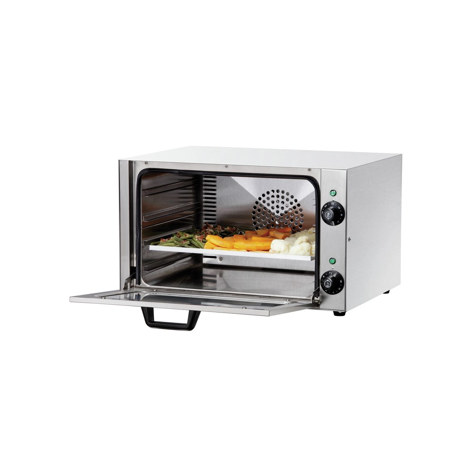 Bartscher A120880 Mehrzweck Heißluftofen Ansicht geöffnet mit Essen