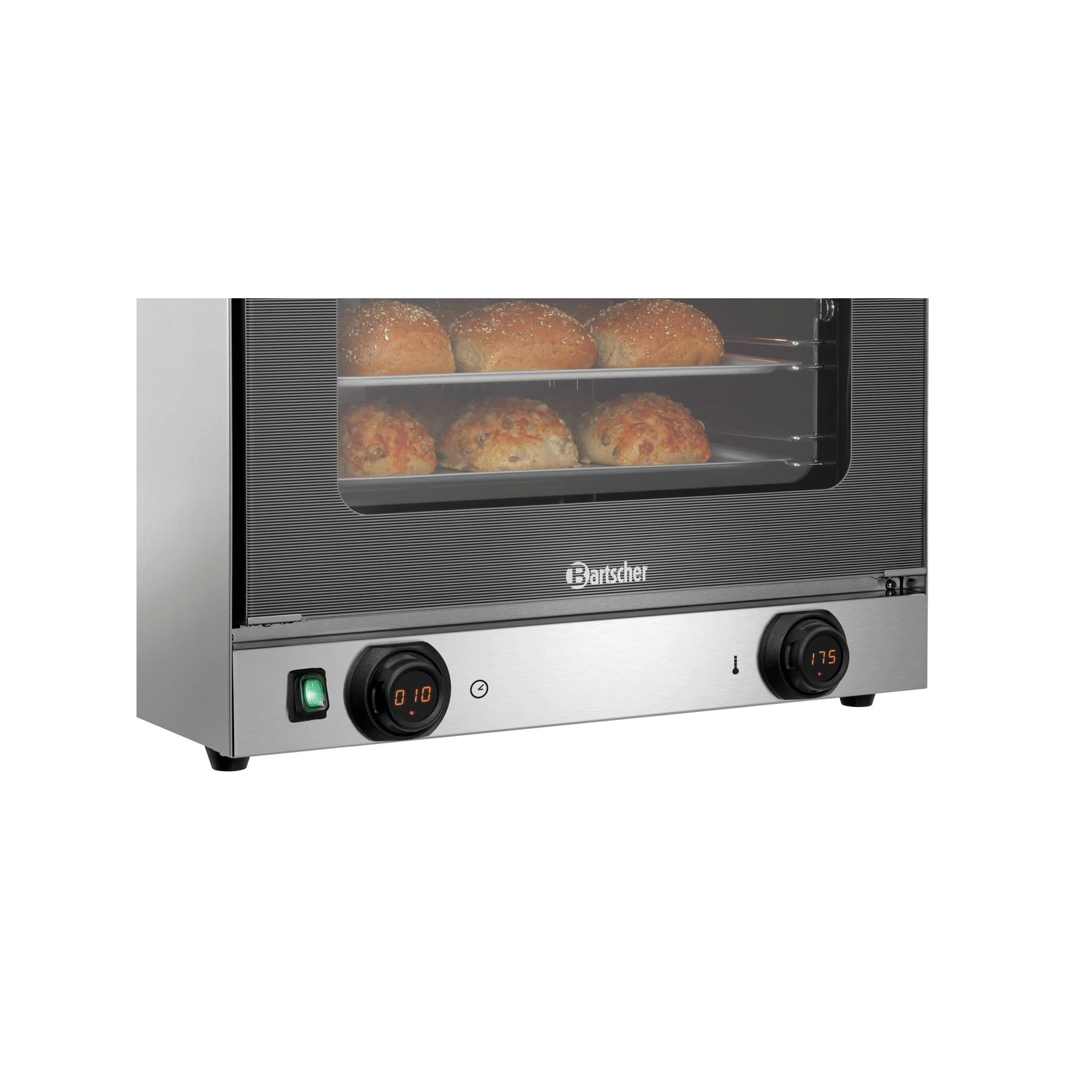 Bartscher A120796 Heißluftofen AT90-MDI Ansicht geschlossen mit Essen nah