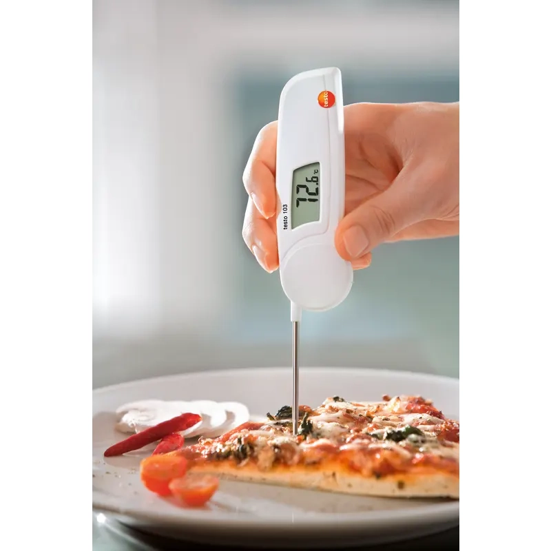 Testo 05600103 103 Einstechthermometer Temperaturmessung Pizzastueck auf einem Teller