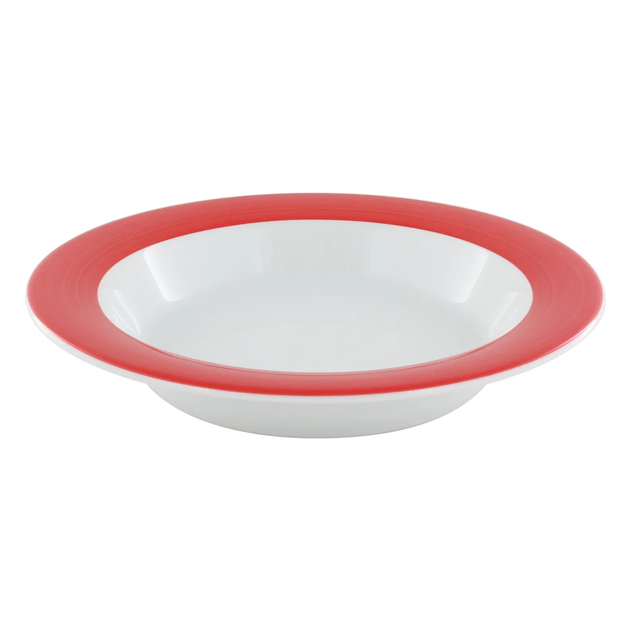Schüssel, Plate, Porzellan, rot Rand, tiefes Profil