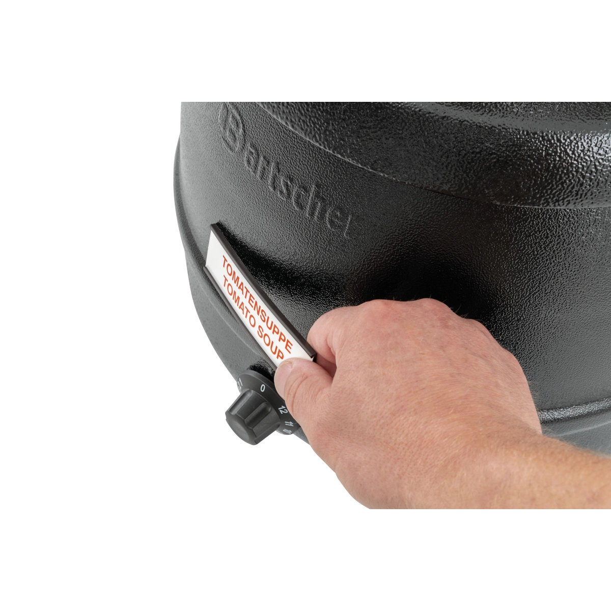 Bartscher 100061 Suppentopf Anbringen eines Magnetschildes am Topf