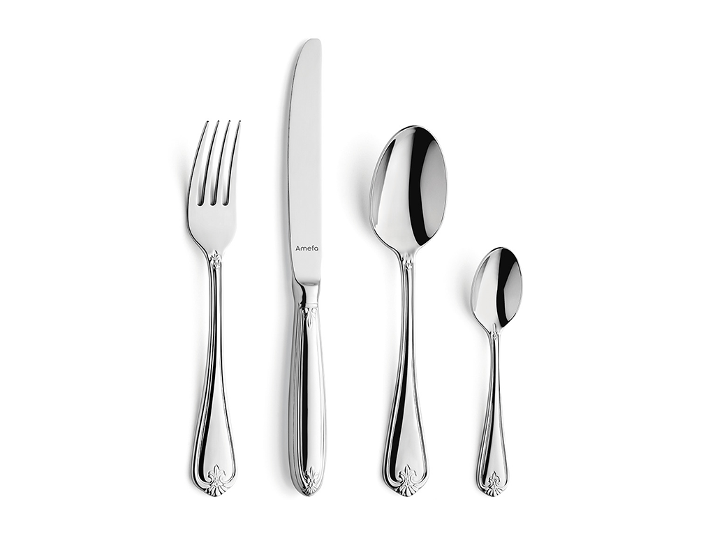 Amefa Serie Duke, Ansicht Messer Gabel Löffel Kaffeelöffel
