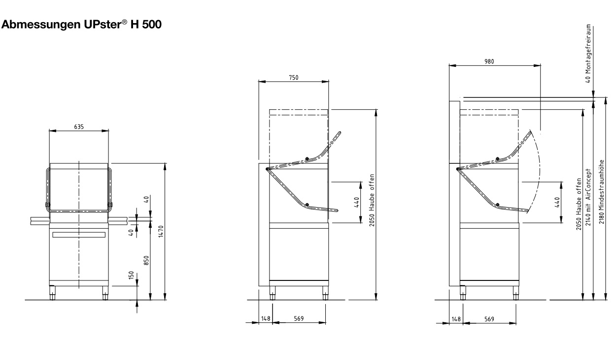 Meiko Maßzeichnung UpsterH