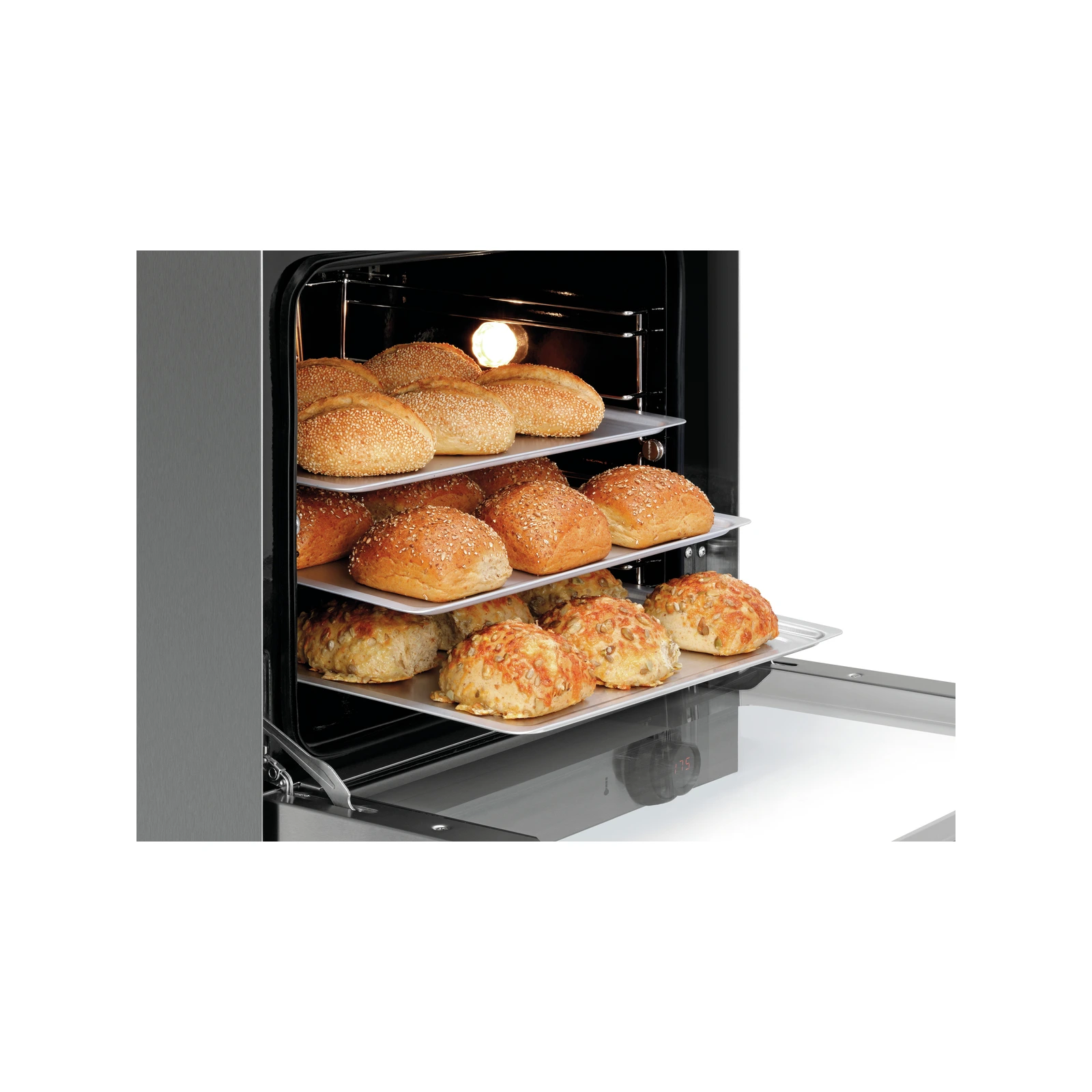 Bartscher A120796 Heißluftofen AT90-MDI Nahansicht geöffnet mit Essen