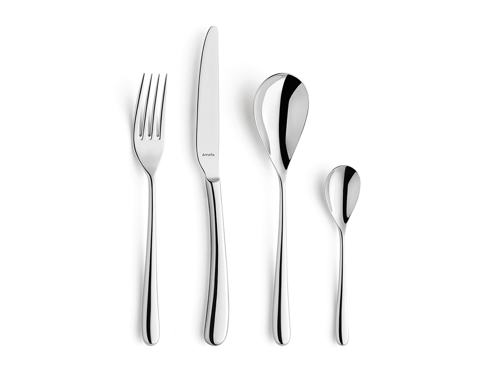 Amefa Serie Newton, Ansicht Messer Gabel Löffel Kaffeelöffel