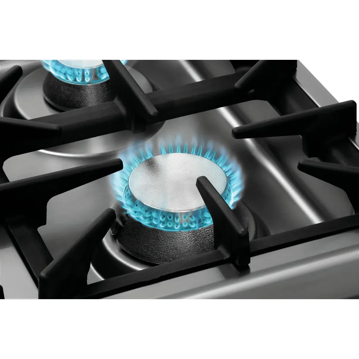 Bartscher 2851271 Gasherd 70040 EB21 Nahansicht Kochfeld, gas_burner, gas_cooktop, blau_flamme, edelstahl, kochfeld