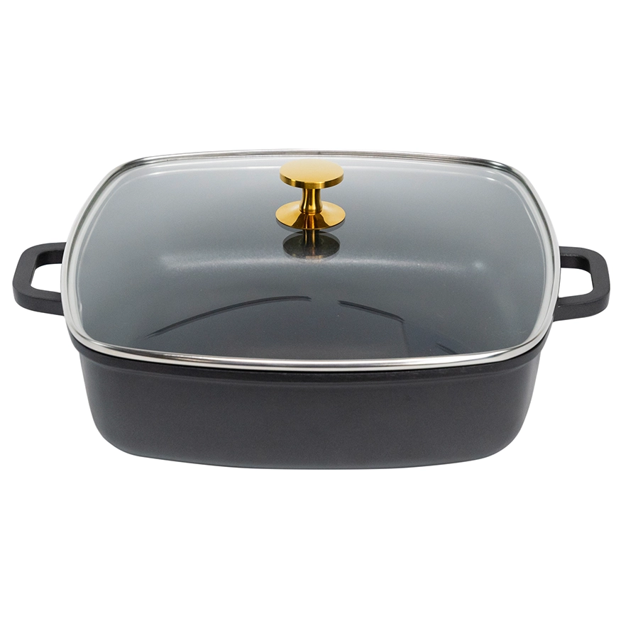 Contacto AluChef Pfanne quadratisch mit goldfarbenem Knopfgriff schwarz 6984288